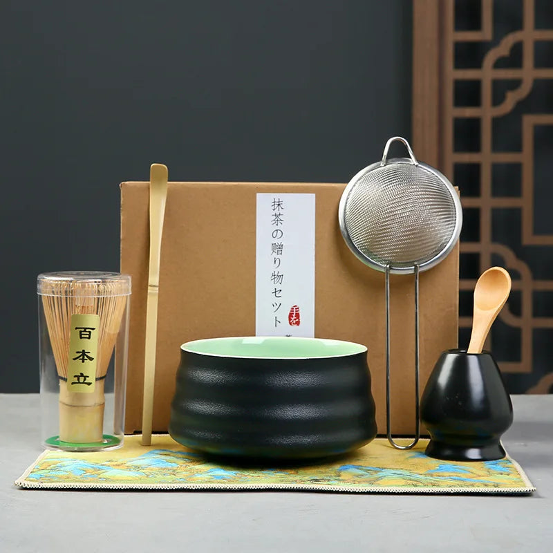 Matcha Set Kit Japanese Ceremony Green/Pink/White With Bamboo Spoon/Scoop, Whisk Holder, Matcha Bowl Matcha Gift Set