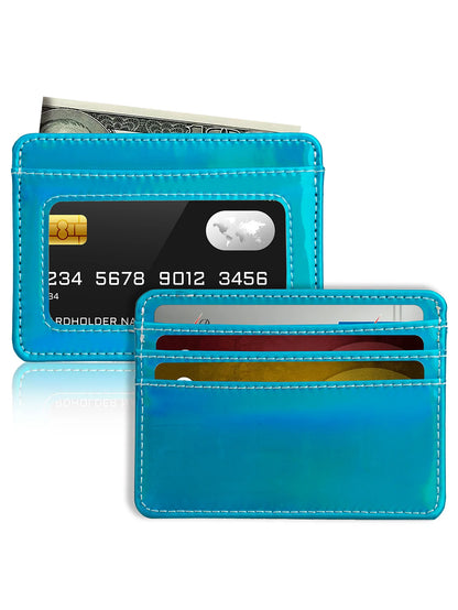 RFID Blocking Credit Card Holder Wallet for Women Men, Slim Minimalist Front Pocket Wallet with Laser Colors
