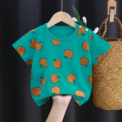 Baby Cotton T-shirts Cute Kids Print T Shirt Boys Girls Children Summer Short Sleeve Tops Infant Clothing