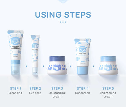 LAIKOU Milk Skincare Set 5 Pieces Nourishing Hydrating Moisturizing Brightening Facial Lasting Care Skincare Set