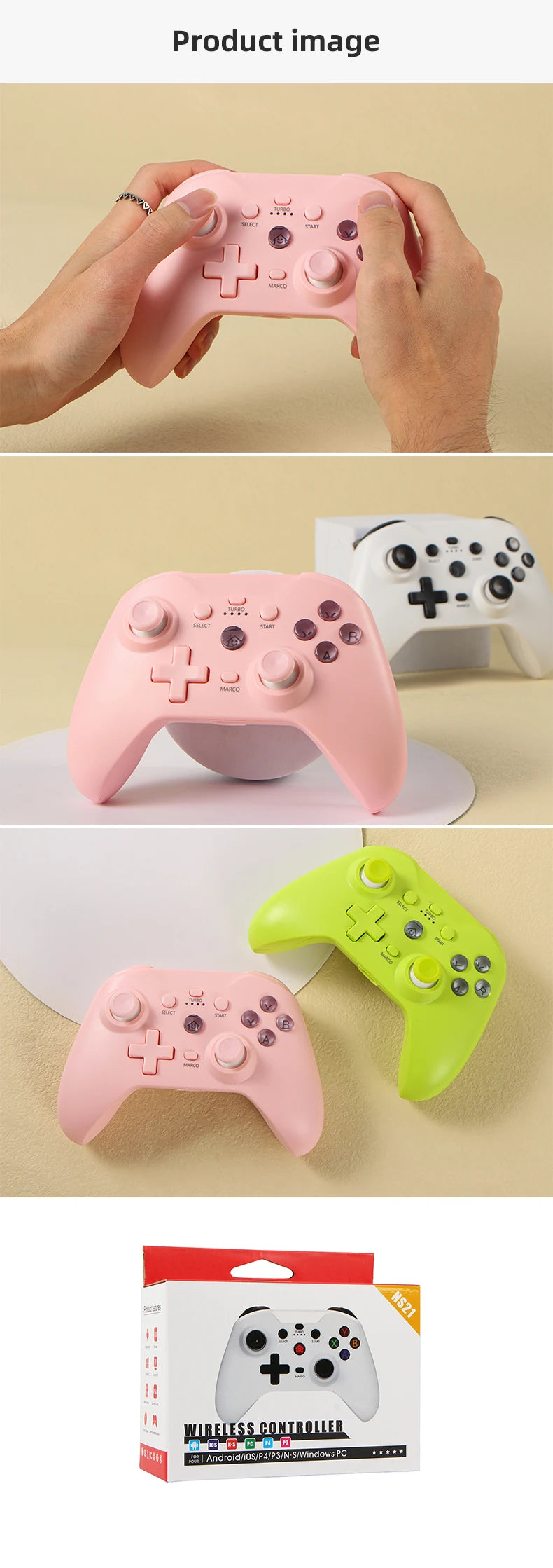 Switch gamepad  Wirelless  controller Supports Android phones/iOS/computers Win10/PS4 with dual motor vibration