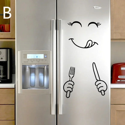 Cute Cartoon Refrigerator Stickers Removable Creative Wall Decor for Bedroom Living Room Smile Face Door Stickers