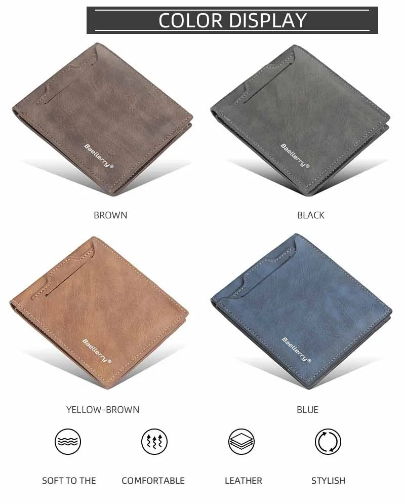 2025 New RFID Blocking Men Short Wallet Man Vintage Leather Wallet Male Handmade Billfold Coin Purse High Quality Business Purse