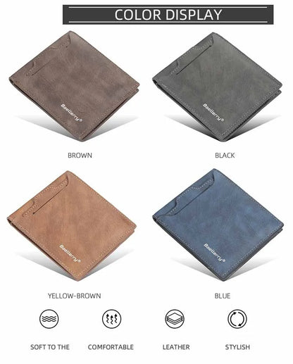 2025 New RFID Blocking Men Short Wallet Man Vintage Leather Wallet Male Handmade Billfold Coin Purse High Quality Business Purse