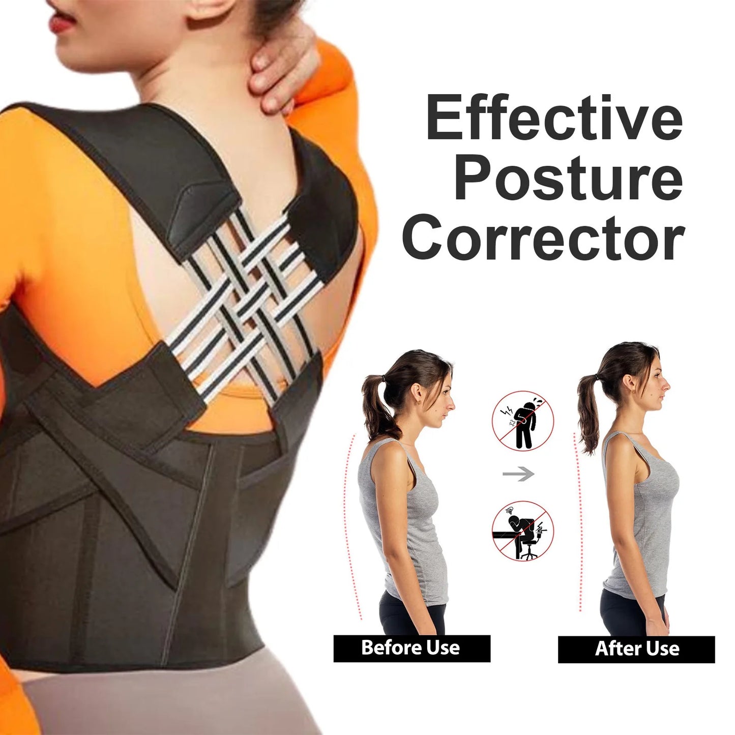 Back Brace Posture Corrector for Women and Men, Shoulder Straightener Adjustable Full Back Support Upper and Lower