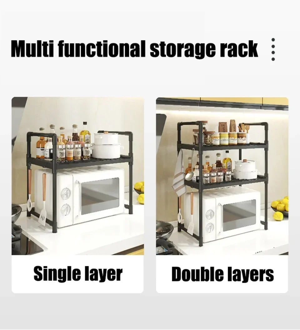 Kitchen Elevated Design Seasoning Rack Microwave Storage RackBilayer Oven Modern Minimalism Kitchen Accessories Organizer