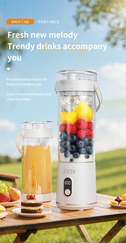 Electric Portable Blender Wireless Rechargeable USB Fruit Blender 600ML Kitchen Mixer Machine Traveling Juicer Cup Fruit Blender