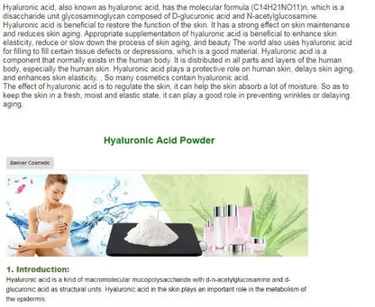 99% Hyaluronic Acid Powder