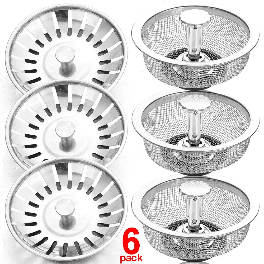 Wholesale Kitchen Sink Strainers with Handle Stopper Sink Drain Basket Stainless Steel Mesh Filter Waste Hole Trap Strainer