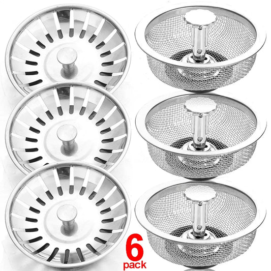 Wholesale Kitchen Sink Strainers with Handle Stopper Sink Drain Basket Stainless Steel Mesh Filter Waste Hole Trap Strainer