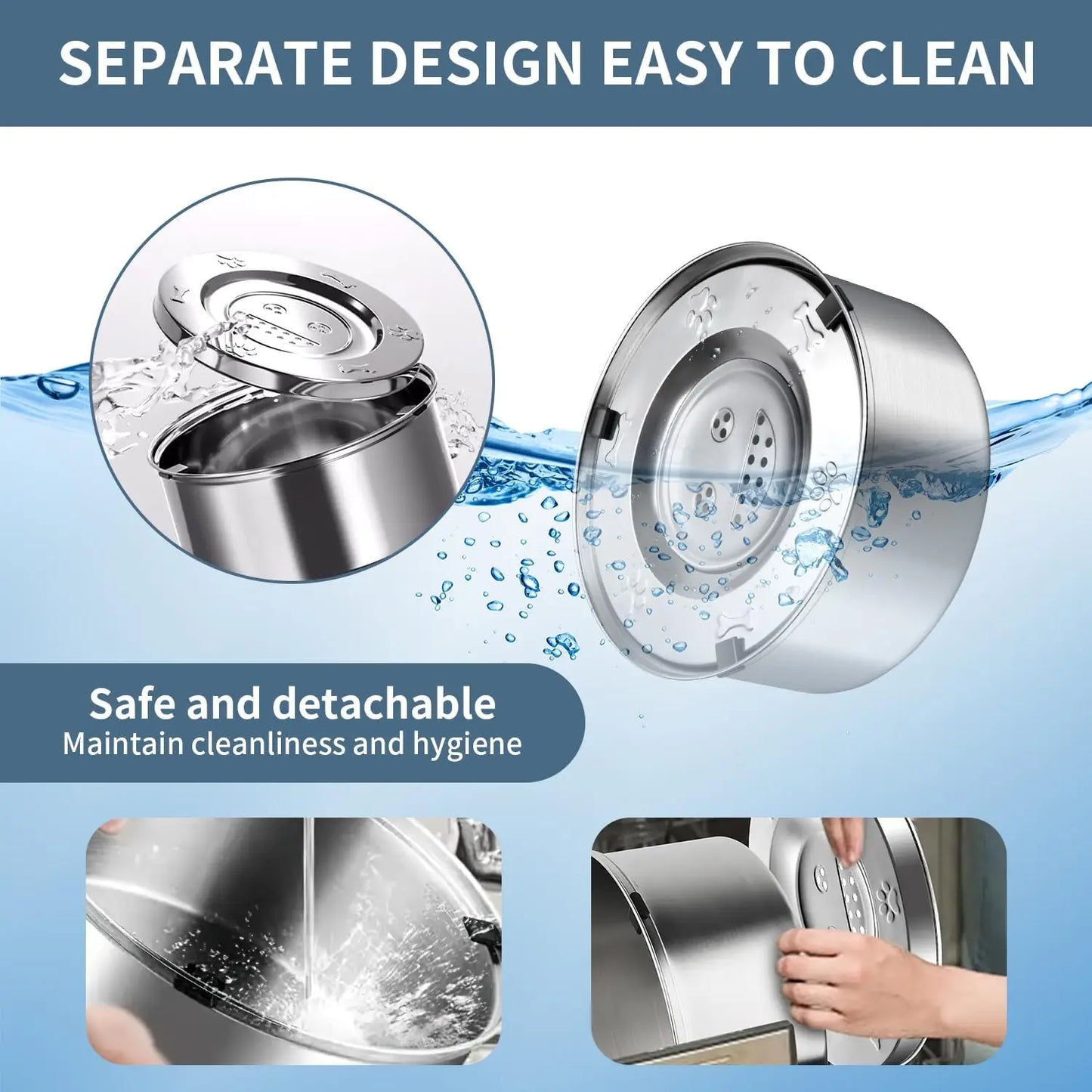 Dog Water Bowl Non-Spill Stainless Steel Pet Bowl for Dogs Slow Drinking Splash Proof Water Dispenser Floating Bowl for Vehicle