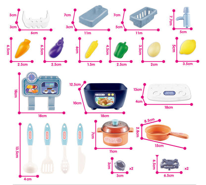 Kitchen Toys Imitated Chef Light Music Pretend Cooking Food Play Dinnerware Set Safe Cute Children Girl Toy Gift Fun Game Gifts