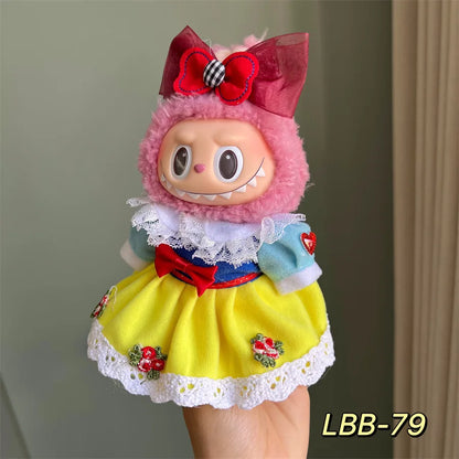 17cm Labubu Plush Doll Clothes Outfit  Fashion Clothes Accessories Labubu Multiple Series Cute Attire Gift for Doll Collectors