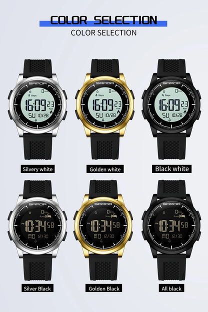 SANDA 9064 Student Sports Quartz LED Electronic Watch Calorimeter Step Electronic Watch Sleep Monitoring Smart Electronic Watch