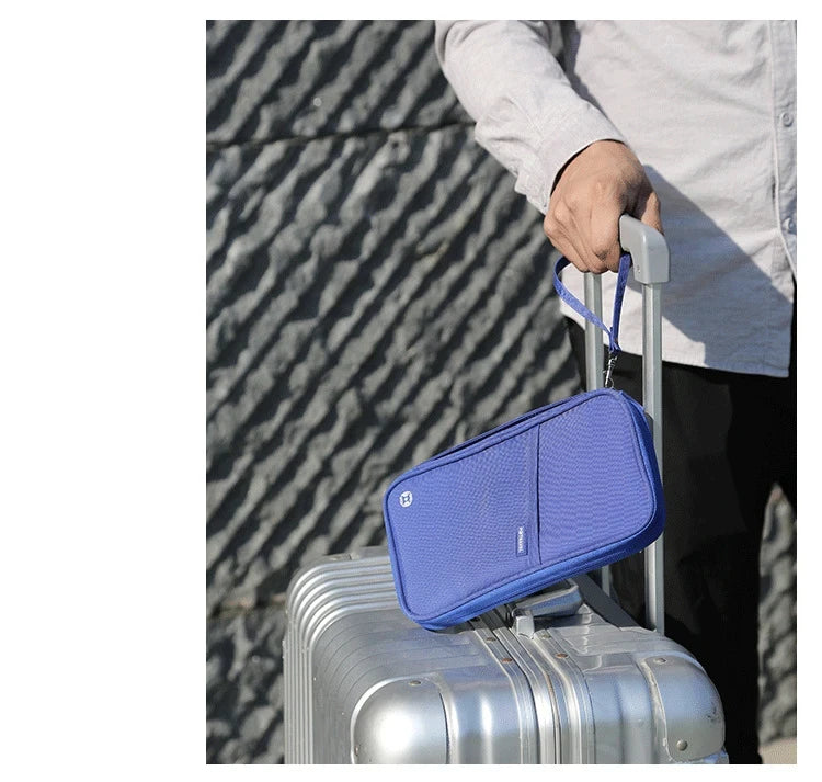 Travel Passport Wallet Organizer Bag with Card Holder Document Case for Family Crossbody Ticket Cash Storage Bag for Abroad Trip