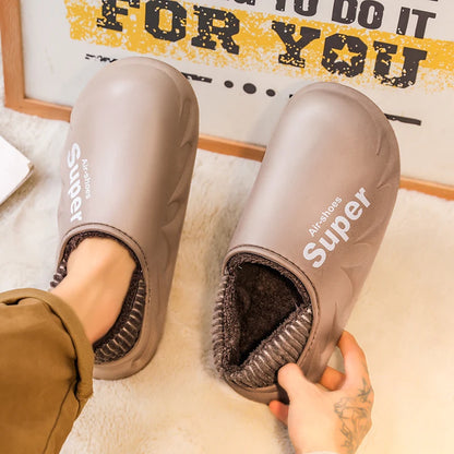 Plus Size 4849 Winter Men Slippers Warm Fur Home Slippers for Men Fashion Plush House Cotton Shoes Womens Wear Slides New