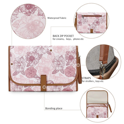 New Portable Diaper Changing Pad, Portable Changing pad for Newborn Girl & boy - Baby Changing Pad with Smart Wipes Pocket