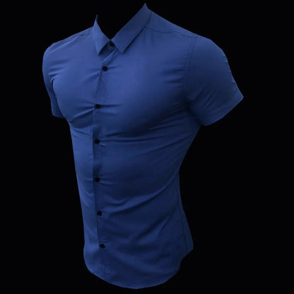 Summer Fashion Slim Fit Button Short Sleeve Shirts Men Casual Sportswear Dress Shirt Male Hipster Shirts Tops Fitness Clothing