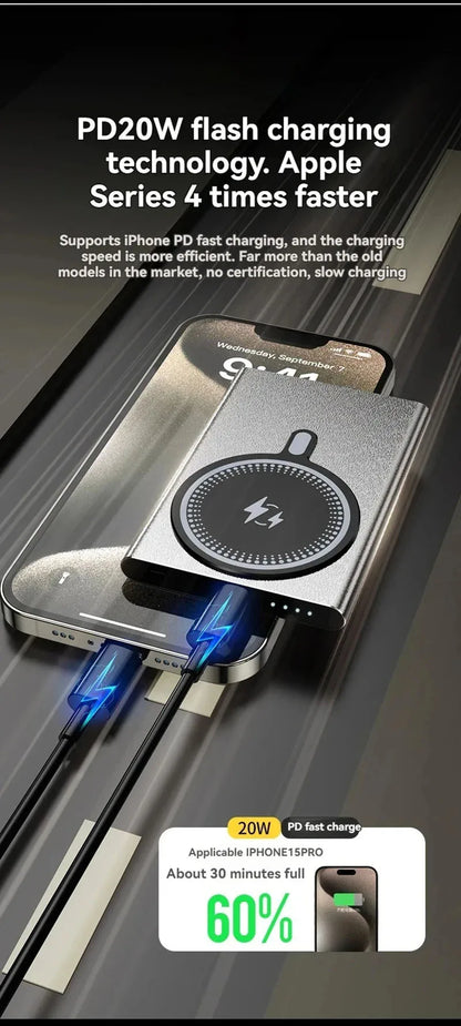 5000/10000mAh Thin Wireless Power Bank Potable Charging Mobile Powerbank Magnetic External Battery for iPhone Huawei Xiaomi 2025