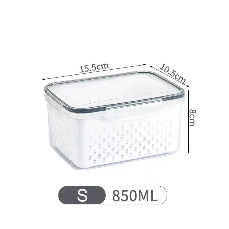 1pcs Refrigerator Storage Box Fridge Organizer Fresh Vegetable Fruit Drain Basket Storage Container Pantry Kitchen Organizer