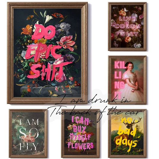 Vintage Pop Art Poster Canvas Printing Vintage Pop Art Famous Painting Art Decor Aesthetic Retro Funny Wall Art Decor Decoration