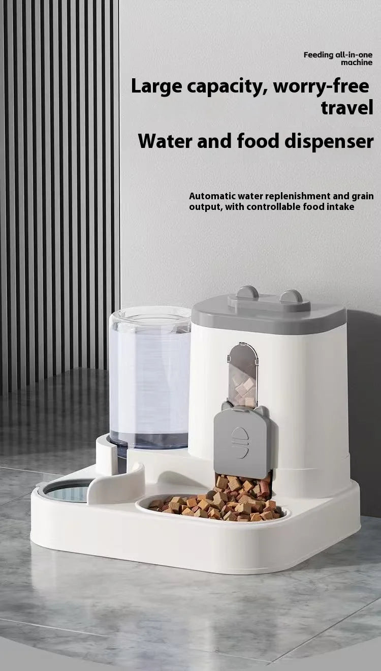 Automatic Feeder with Spill Proof Design with Water Fountain Pet Food Dispenser for Small Medium Large Cats Dogs