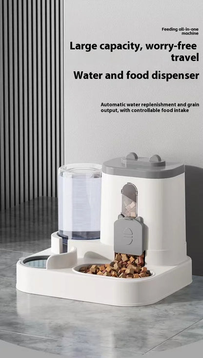 Automatic Feeder with Spill Proof Design with Water Fountain Pet Food Dispenser for Small Medium Large Cats Dogs