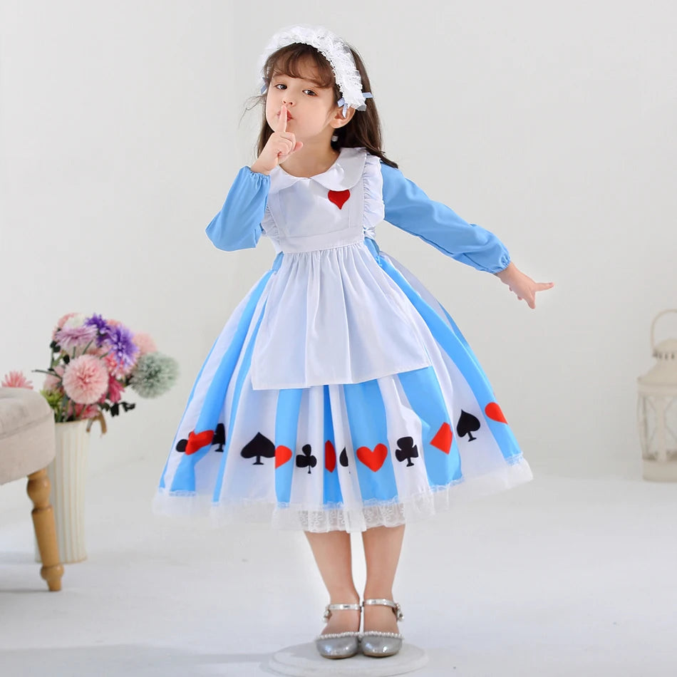 Girl Alice Costume Halloween Maid Lolita Dress Kids Cosplay Servant Family Party Fancy Clothing New Arrival