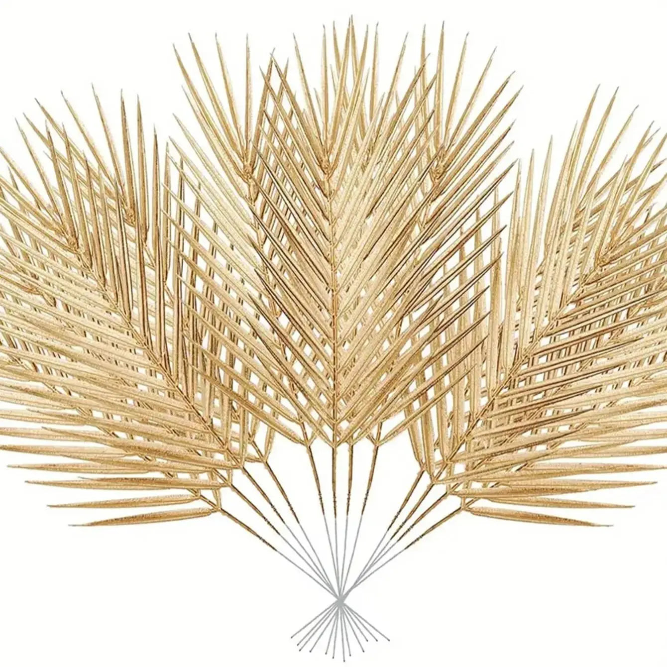 6/12 gold faux palm fronds, outdoor faux palm fronds, fake tropical palm fronds, birthday and wedding party decorations