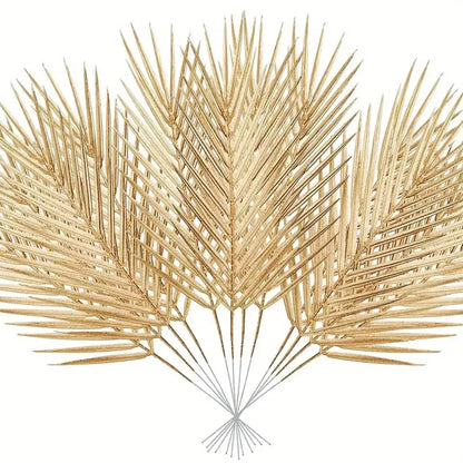 6/12 gold faux palm fronds, outdoor faux palm fronds, fake tropical palm fronds, birthday and wedding party decorations