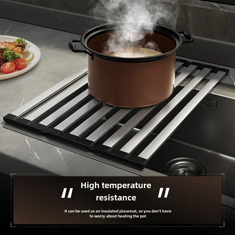 Roll up Dish Drying Rack Over The Sink for Kitchen Portable Aluminum Dish Rack Foldable Dish Drying Racks No rust No mildew New