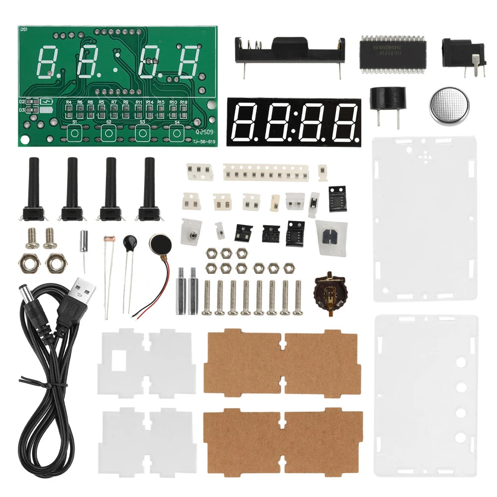 DIY Digital Clock Kit DC 5V Mini Weather Clock Soldering Practice Electronic Multifunctional DIY Alarm Clock Kit