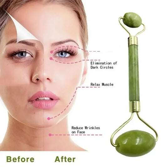 Gua Sha Tool Facial Beauty Device Body Massage Device Facial Roller Exquisite Skincare Scraping Sheet Combination Set Green