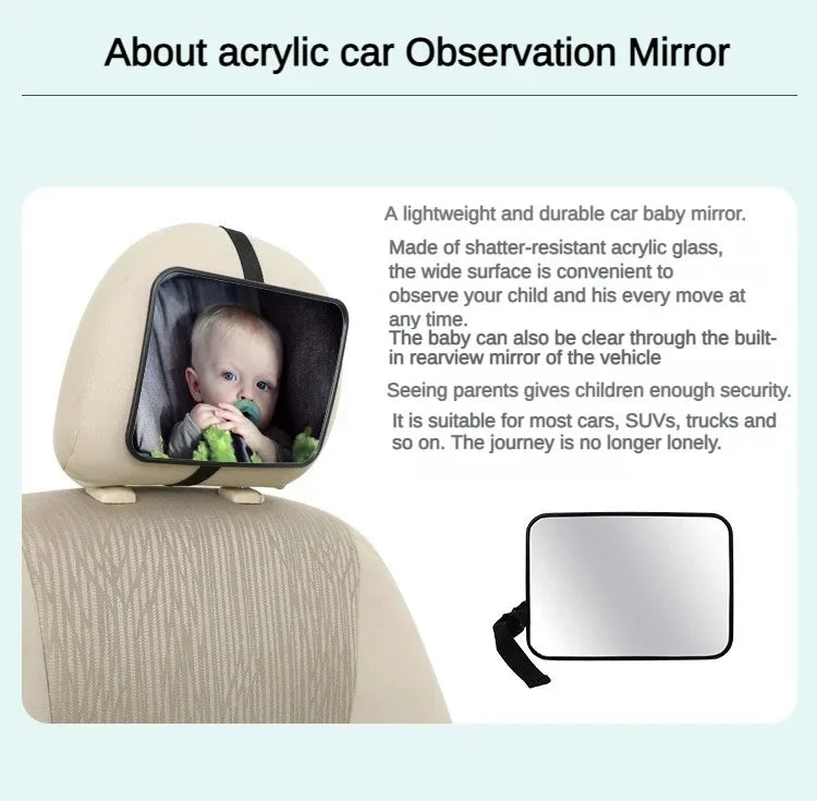 Adjustable Wide Car Rear Seat Mirror Baby/Child Seat Car Safety Mirror Monitor Square Safety Car Baby Mirror Car Interior