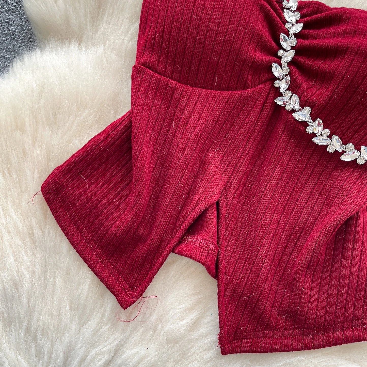 SINGREINY Strapless Sexy Ladies Top Summer Halter Beading Design Split Camisole Korean Skinny Streetwear Hotsweet Tank Top