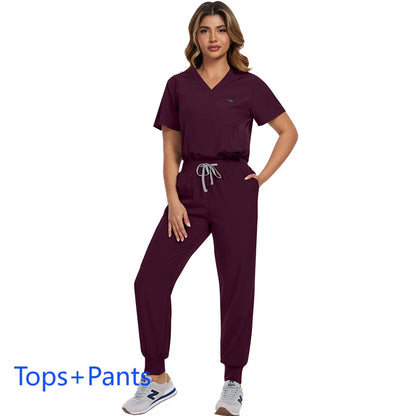 Surgical Scrubs Unisex - Quick-Dry Dental Clinic & ER Workwear Split Set W/Short Sleeve & Anti-Microbial 6 Pockets