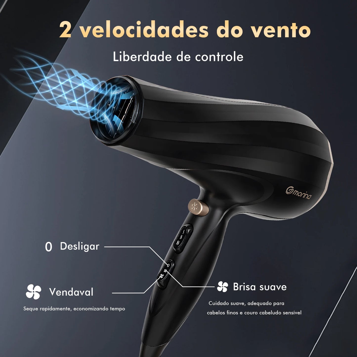 Hair dryer, dryer, professional hair dryer, hair dryer, 110 Hair Dryer/220V 1800W Black/Golden, from Brazil