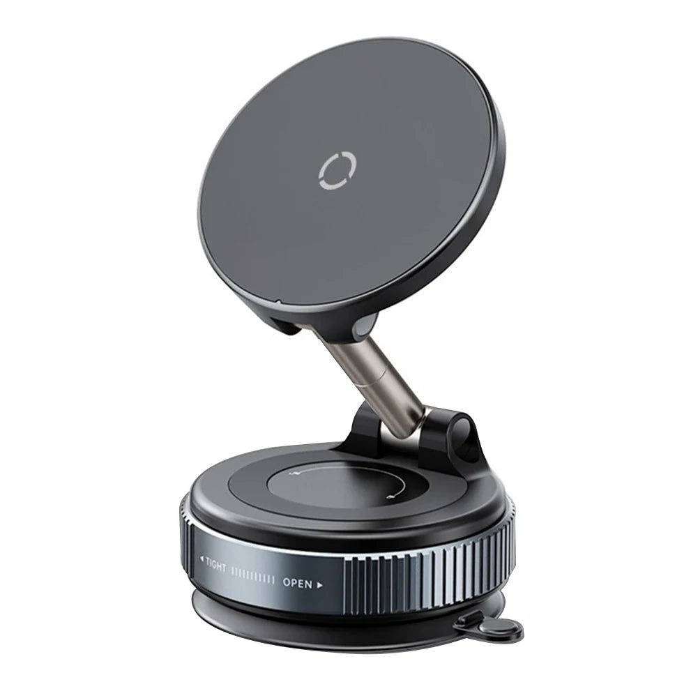 Foldable Magnetic Car Mount Mobile Phone Holder Wireless Charger Vacuum Adsorption Stand for iPhone 16 15 14 13 12 for MagSafe