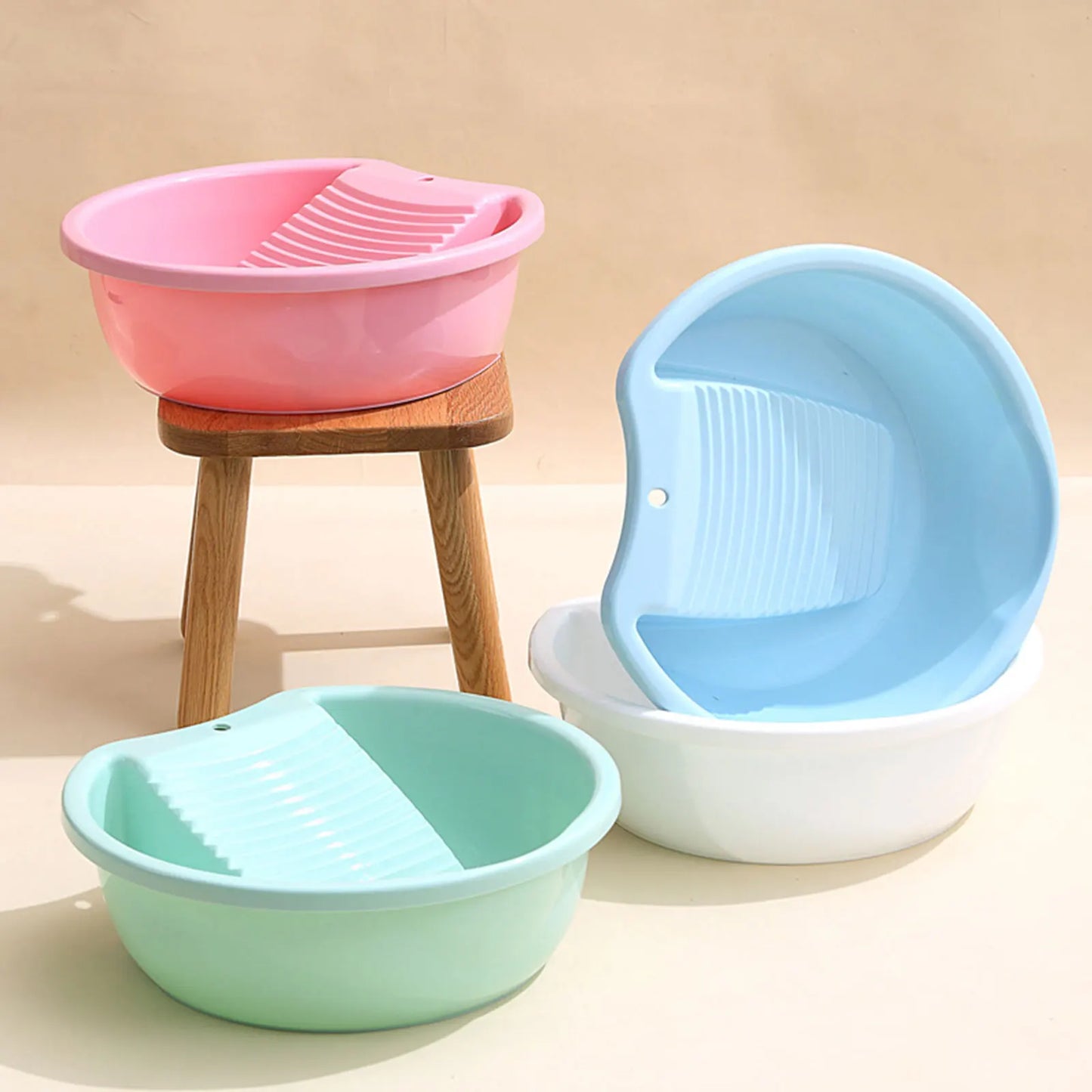 Washboard Basin Convenient Non Slip Plastic Washboard Washing Clothes Laundry Basin for Clothes T Shirts Blouses Socks Hand Wash