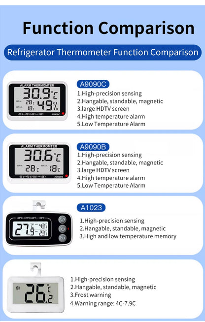 Fridge Thermometer With Hook Anti-Humidity Refrigerator Freezer Electric Digital Thermometer Temperature Monitor LCD Display