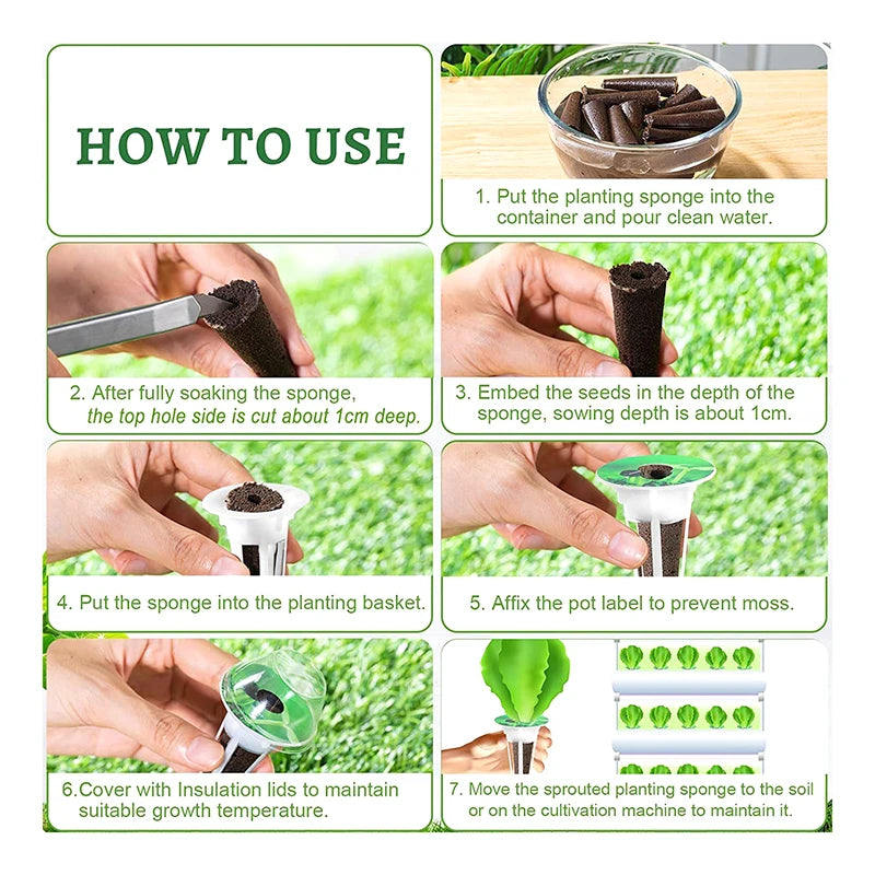 Fully-Loaded 25/121pcs Hydroponic Gardening Kit with Grow Baskets, See-through Insulation Lids, Sponges, and Labels