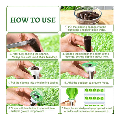 Fully-Loaded 25/121pcs Hydroponic Gardening Kit with Grow Baskets, See-through Insulation Lids, Sponges, and Labels