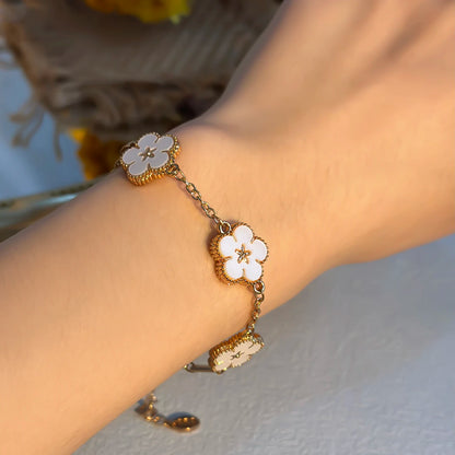 Light Luxury Double-sided Plum Blossoms Bracelets for Women Lucky Five Leaf Flower Adjustable Bracelets Aesthetic Party Jewelry