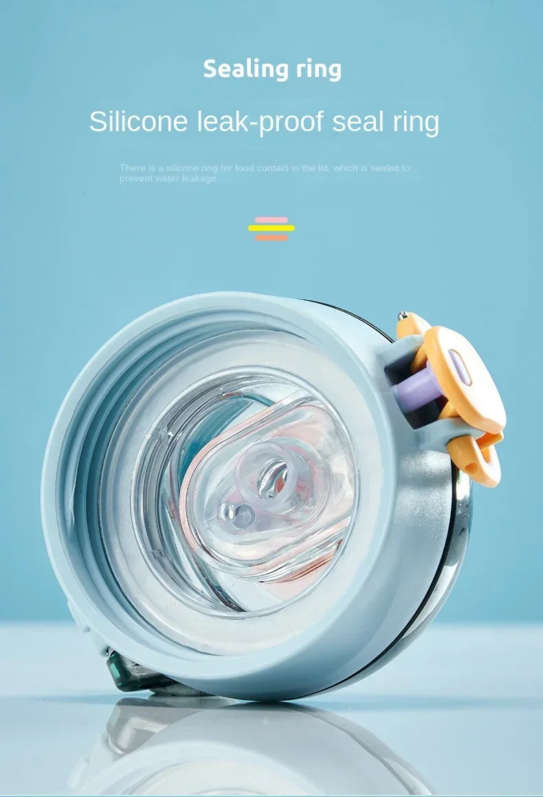 Kids Cartoon Water Sippy Cup with Straw Cute Bear Leakproof Water Bottles Outdoor Portable Drink Bottle Children's Lovely Cup