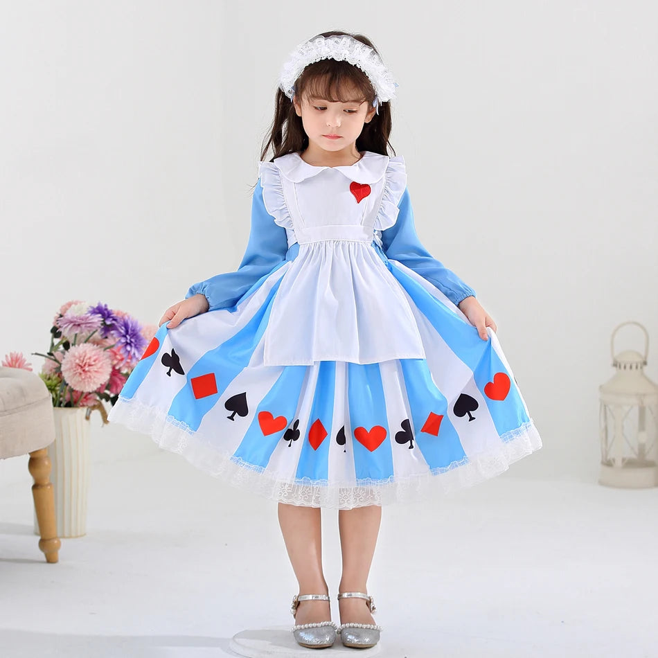 Girl Alice Costume Halloween Maid Lolita Dress Kids Cosplay Servant Family Party Fancy Clothing New Arrival