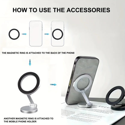 Magnetic Phone Holder Stand for Car with 360° Rotation Foldable Dashboard Mount Compatible with All Smartphones Up To 7 Inches