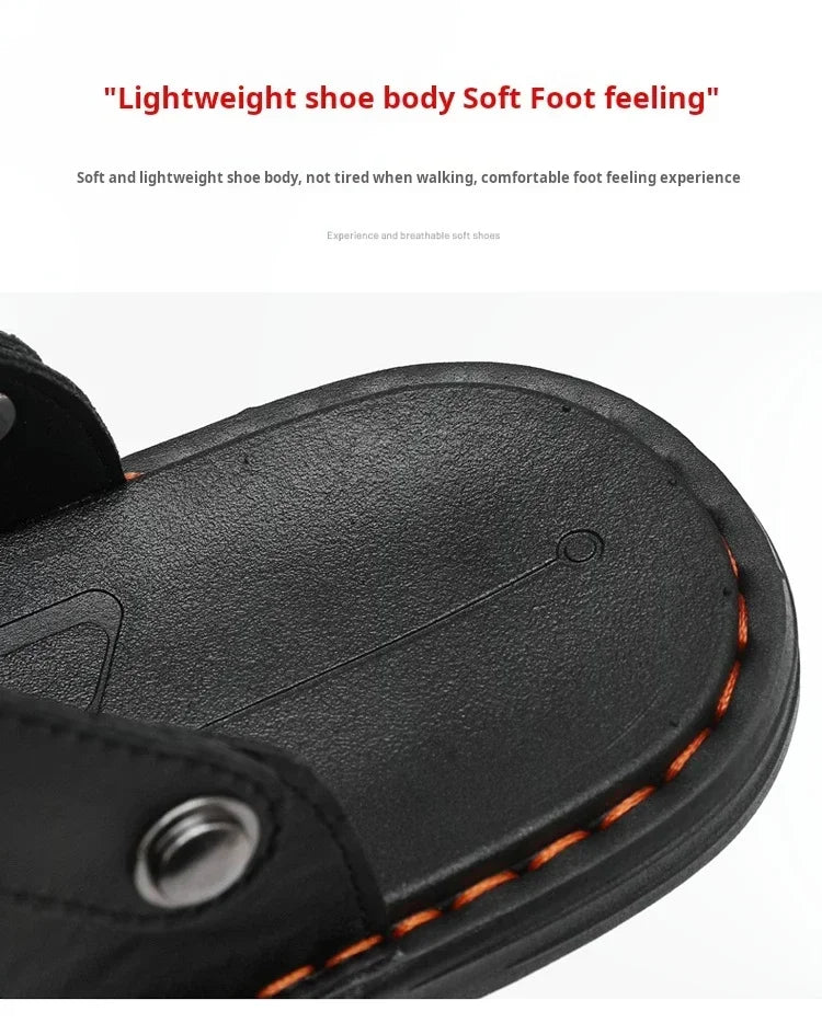 Flip Flops Flat Mens Sandals Summer Shoes Men Slippers Leather Mens Holiday Non-slip Flip Flops Huaraches Para Caballero