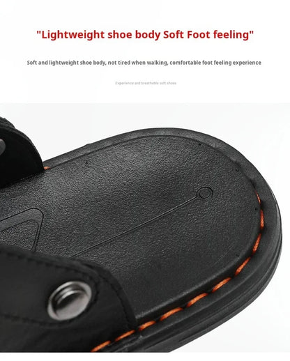 Flip Flops Flat Mens Sandals Summer Shoes Men Slippers Leather Mens Holiday Non-slip Flip Flops Huaraches Para Caballero