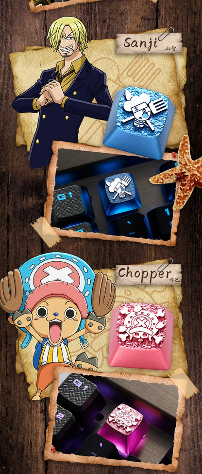 Zomoplus One Piece Metal Keycap Aluminum Artisan Keycap for Mechanical Keyboard Officially Licensed Anime Gaming Keycap