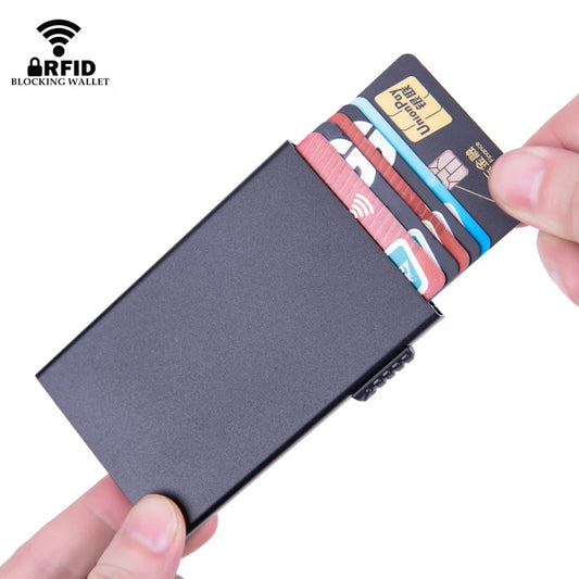 Rfid Blocking Credit Card Holder Men Wallets Metal Slim Thin Pop Up Aluminium Minimalist Wallet Luxury Male Purse Vallet Choice
